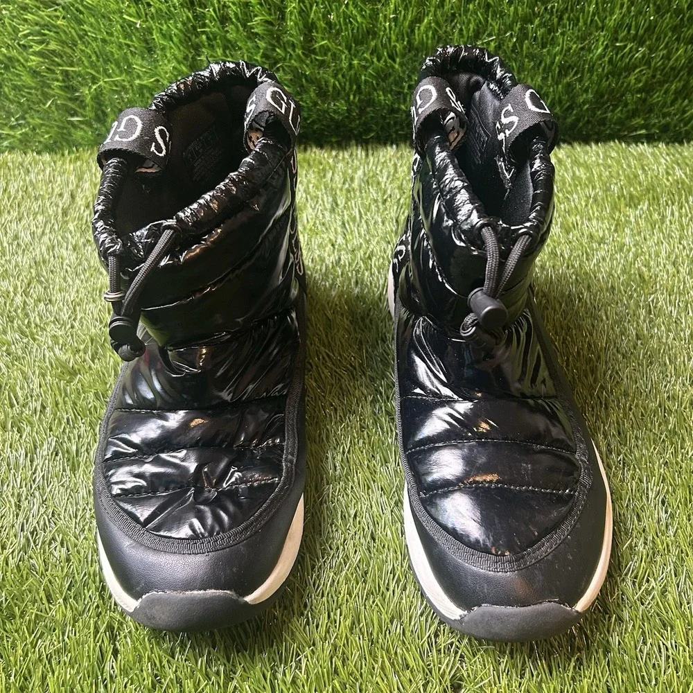 Guess Outmost2-T Womens Black‎ Quilted Puffer Ankle Boots Size 7 Toggle Logo